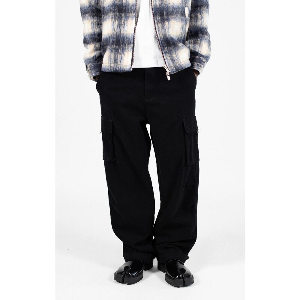 Hours Collection Mens Cargo Pants Size Large Black New 32x30 Y2K Wide Leg